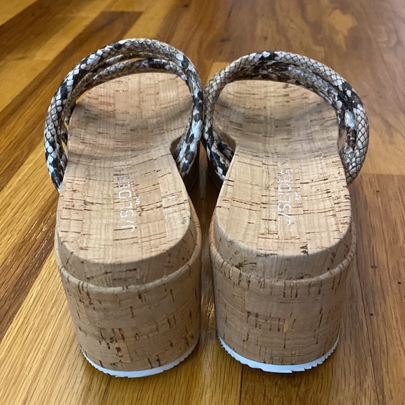 J/Slides NYC Women’s Green Snakeskin Platform Sandals Size 7 - Picture 9 of 11